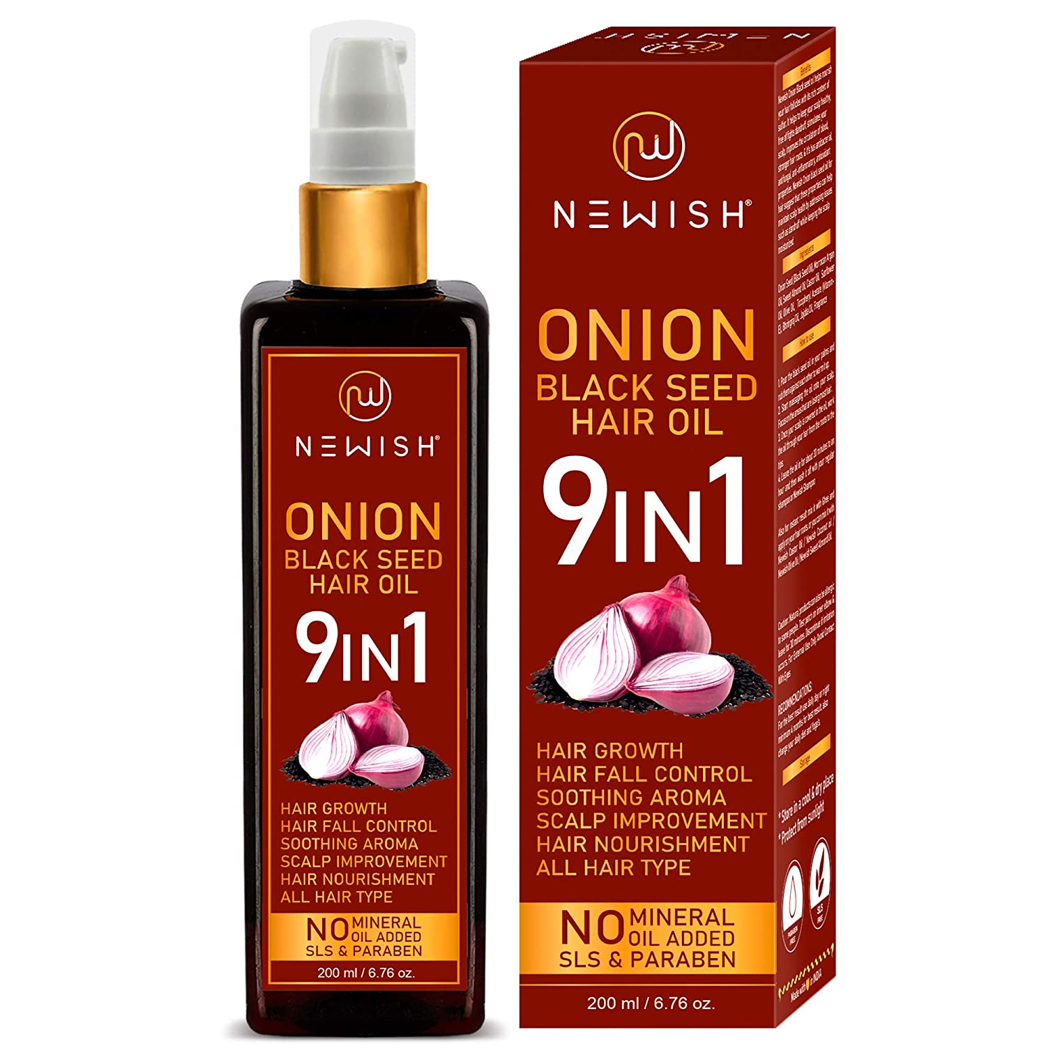 Hair Fall & Dandruff Controls Growth Oil For Men And Women - Newish Onion Black Seed Hair Oil